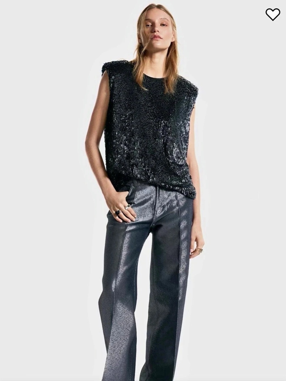 H& M Edition SEQUINED TOP WITH SHOULDER PADS